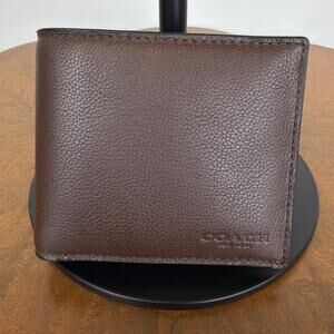 NWT Coach Brown Leather Compact Bifold Wallet